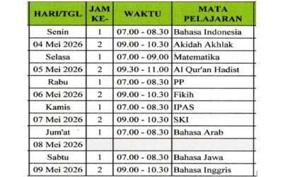 Jadwal Ujian Madrasah 2026